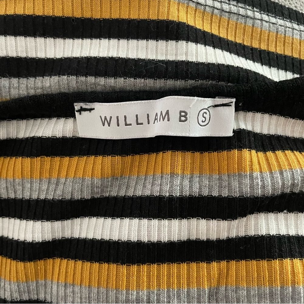 William B Ribbed Striped Wrap Tank Top V neck Women’s S Black, White, Yellow - Picture 6 of 6